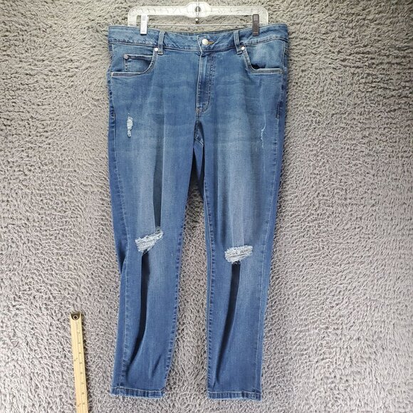 Tahari Jeans Women’s Size 16 Blue Kelly Skinny Distressed Stretch Denim - Picture 1 of 13